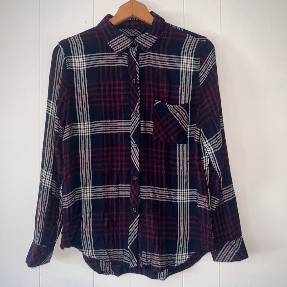Rails Hunter Plaid Merlot Indigo Navy White Button Down Casual Preppy Shirt S